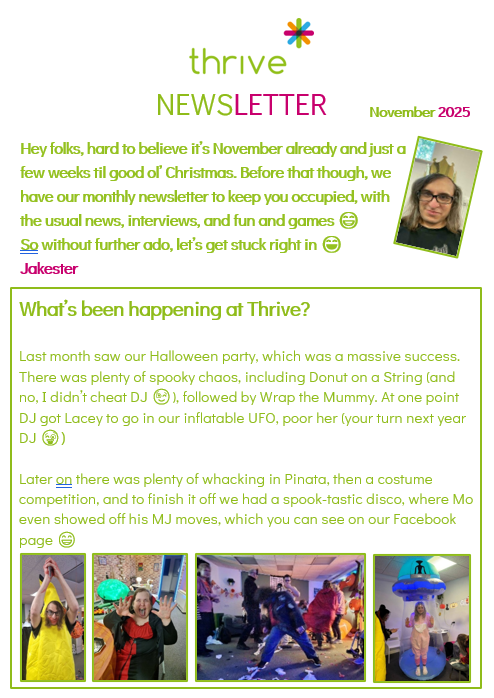 Thrive November 2025 Newsletter