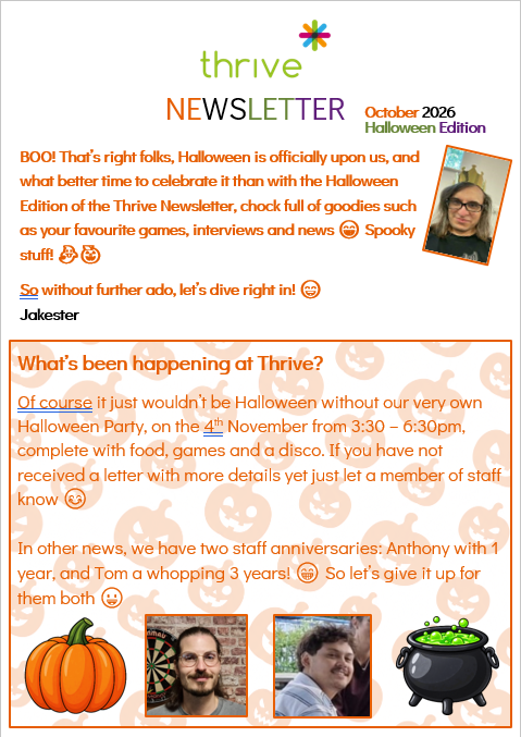 Thrive Halloween Edition Newsletter