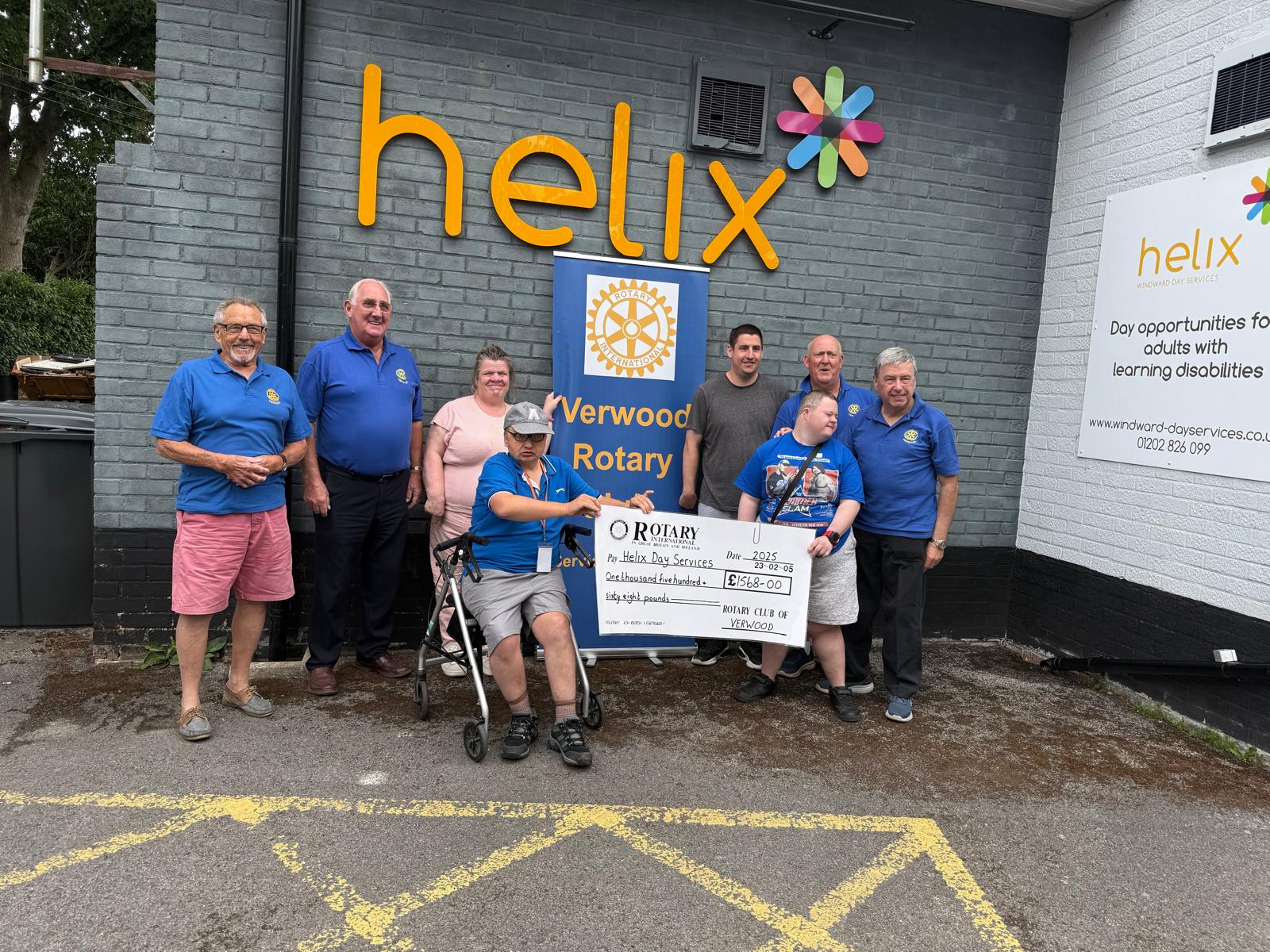 THANK YOU VERWOOD ROTARY FOR RAISING £1568 FOR THE WINDWARD FOUNDATION 