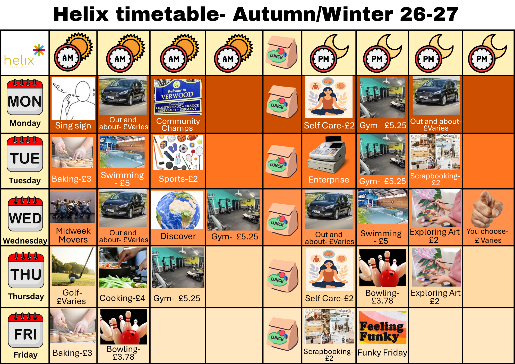 Helix Autumn/Winter 26-27 Timetable 
