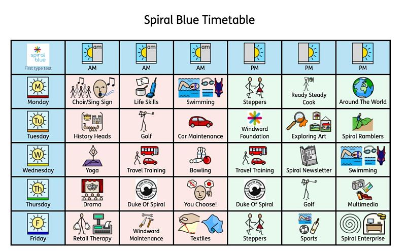 The newsletter group's new article about the new timetable at Spiral Blue